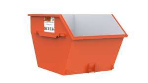 3D-Rendering eines Absetzcontainers der Firma Heiss Kleincontainerdienst ohne Deckel.